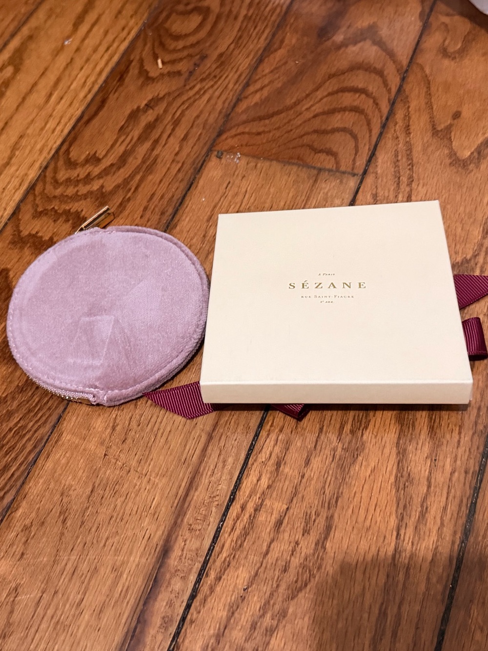 Sézane Round Pink Suede Coin Pouch
